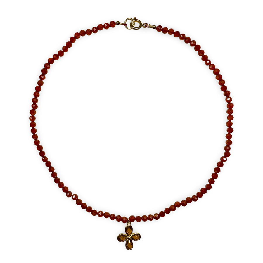 Karneol - Kette mit Granat - Anhänger - Atelier Tibet