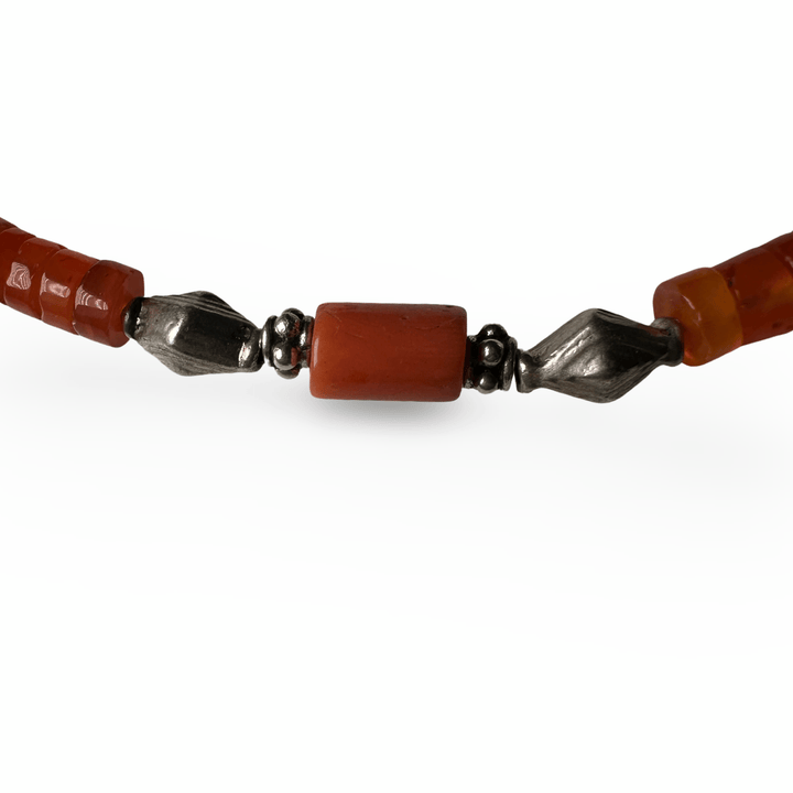 Karneol - Kette mit Silber, Türkis, Bernstein und alter Koralle - Atelier Tibet