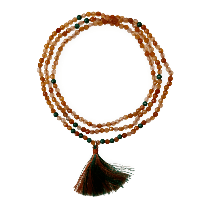 Karneol - und Malachit - Kette mit Quaste - Atelier Tibet