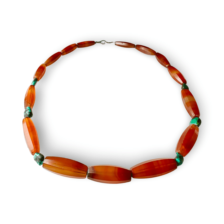 Kette aus antiken Achatperlen und Türkis - Atelier Tibet