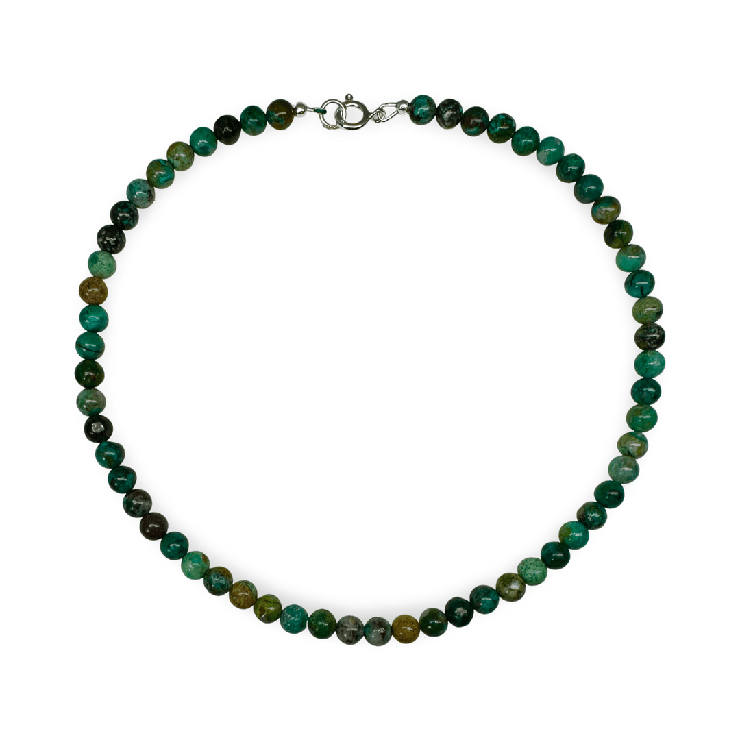 Kette aus Chrysokoll - Perlen - Atelier Tibet