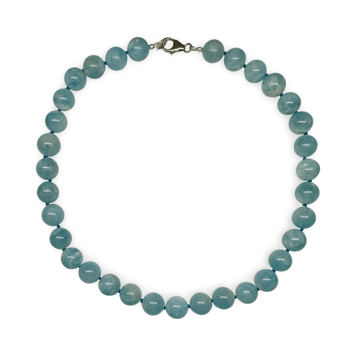Kette aus grossen Aquamarin - Perlen - Atelier Tibet