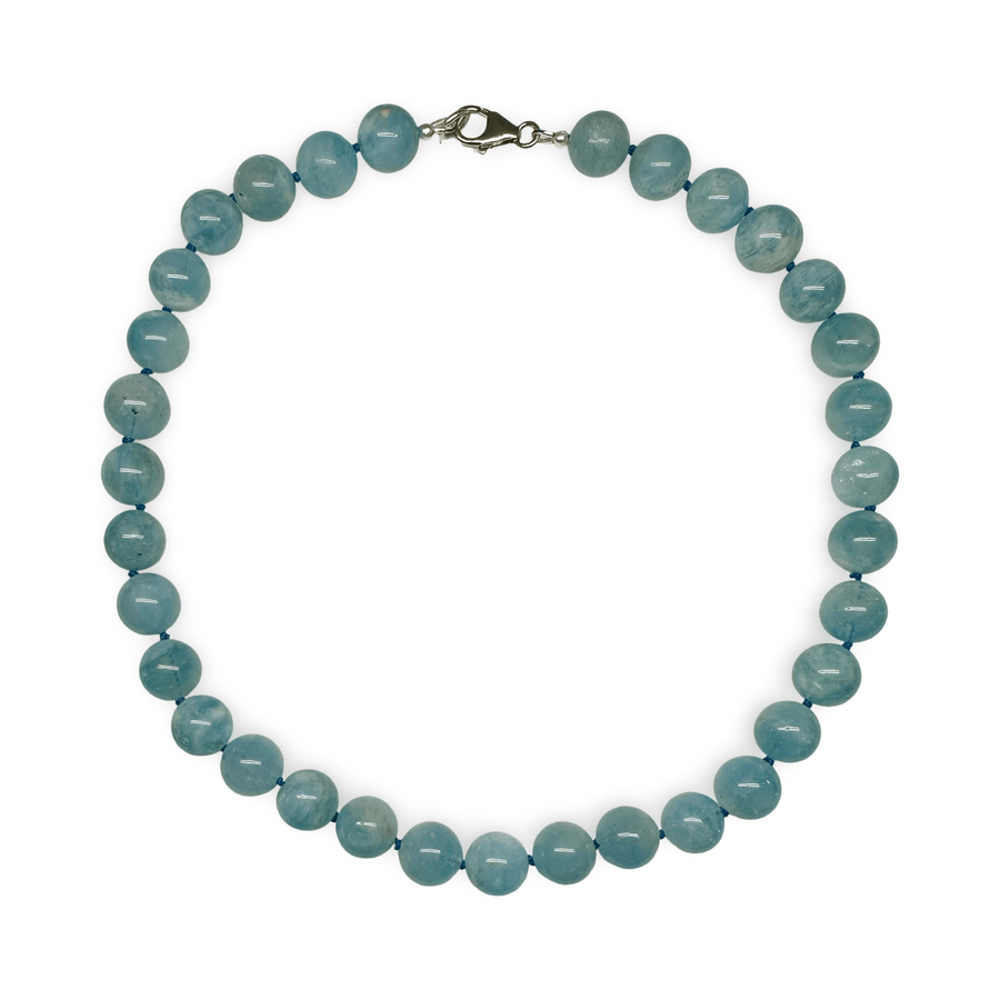 Kette aus grossen Aquamarin - Perlen - Atelier Tibet