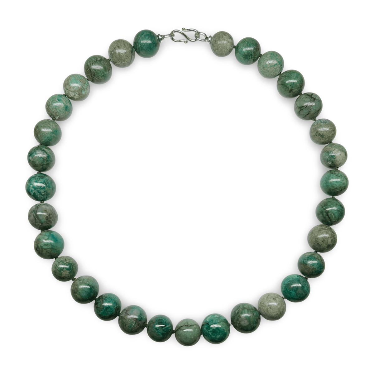 Kette aus grossen Chrysokoll - Perlen - Atelier Tibet