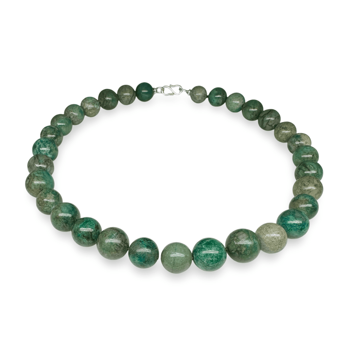 Kette aus grossen Chrysokoll - Perlen - Atelier Tibet