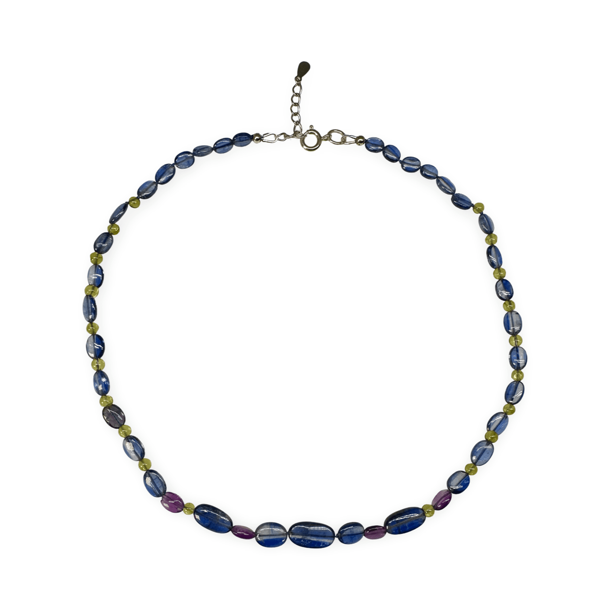 Kette aus Kyanit, Peridot und Amethyst - Atelier Tibet