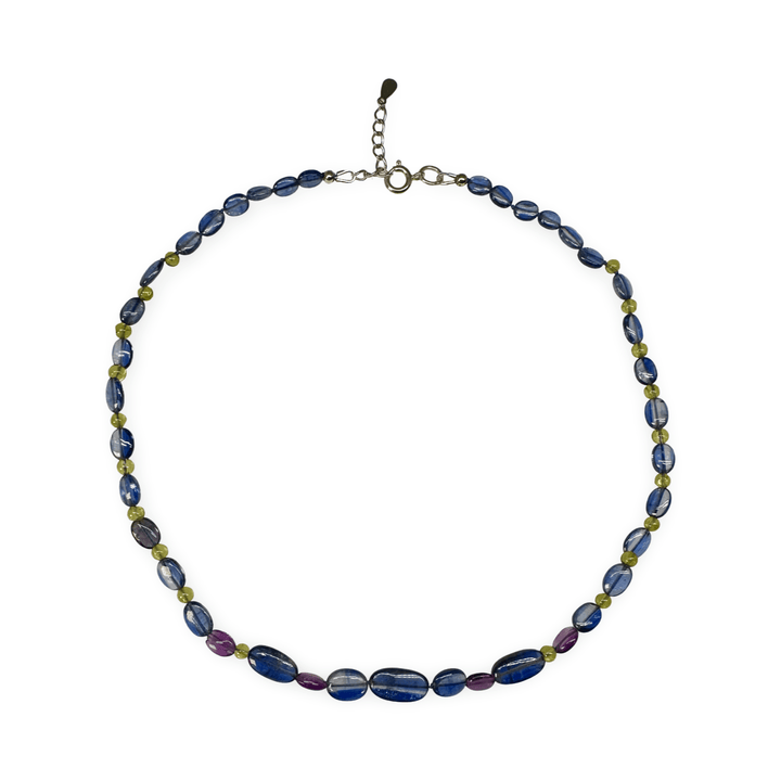 Kette aus Kyanit, Peridot und Amethyst - Atelier Tibet