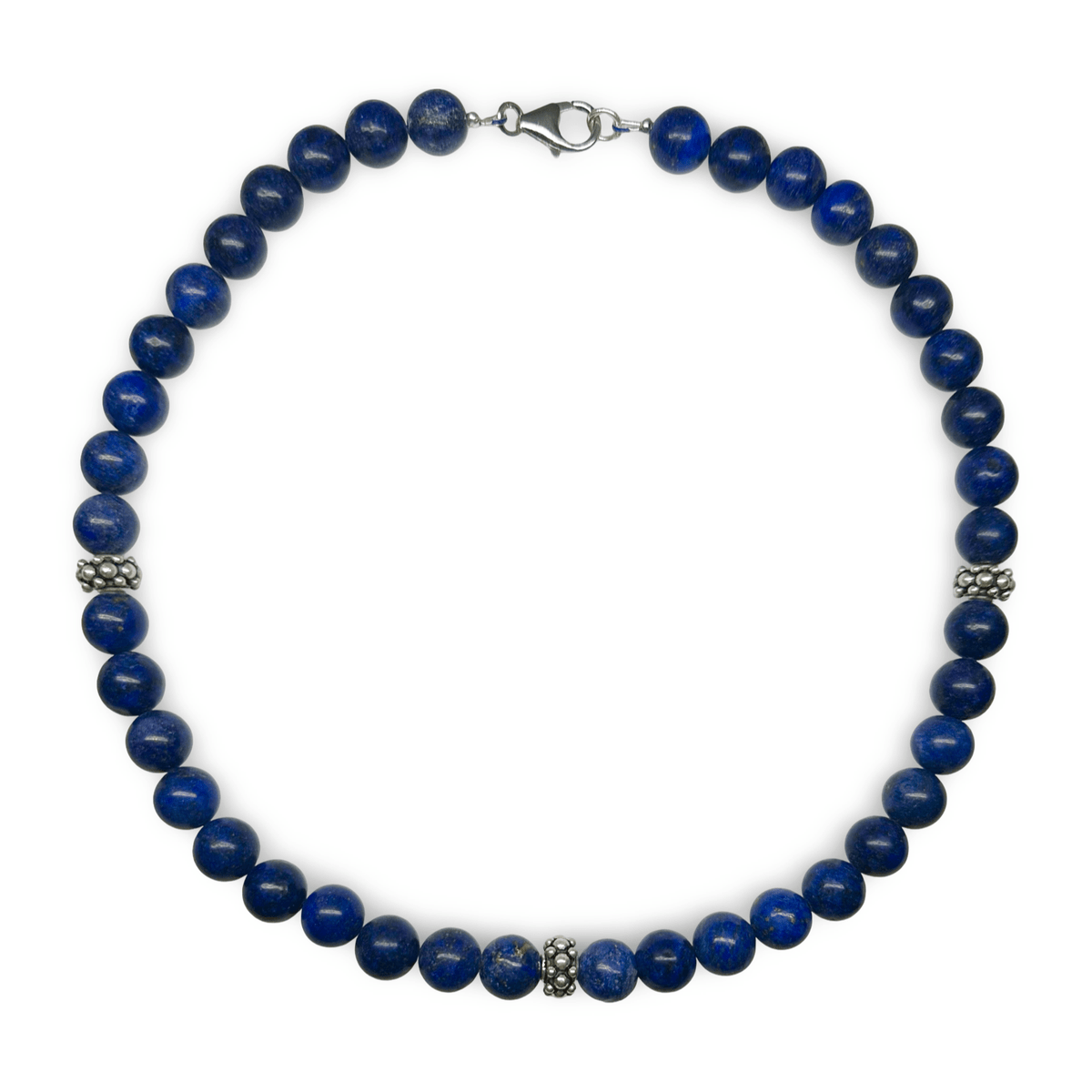 Kette aus Lapis Lazuli und Silberperlen - Atelier Tibet