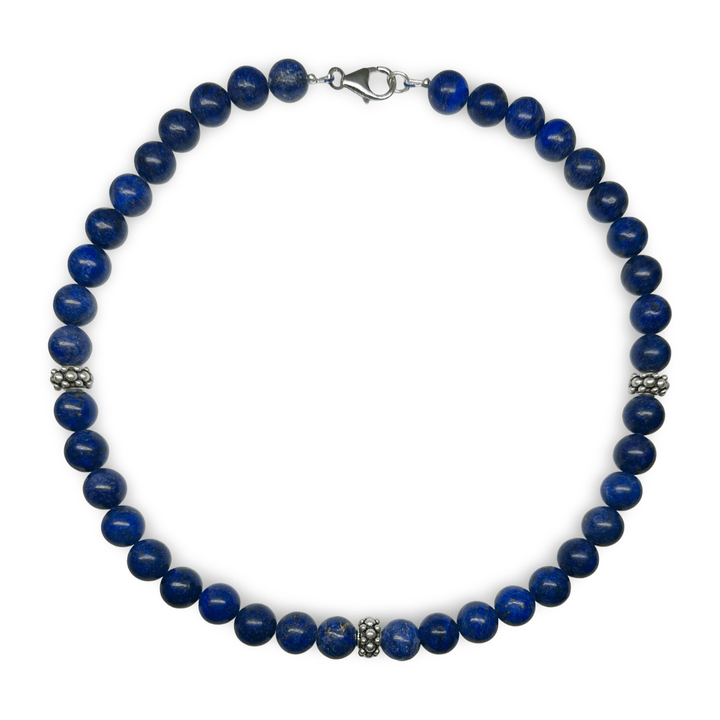 Kette aus Lapis Lazuli und Silberperlen - Atelier Tibet