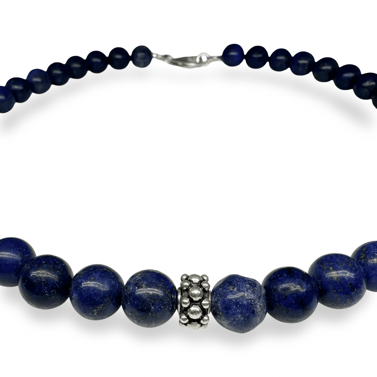 Kette aus Lapis Lazuli und Silberperlen - Atelier Tibet