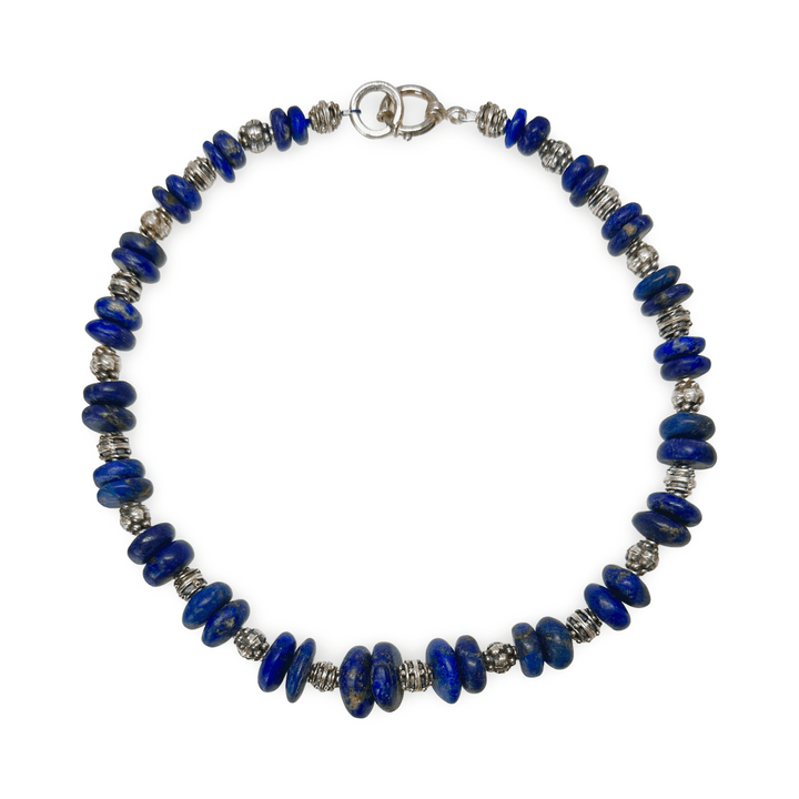 Kette aus Lapis Lazuli und Silberperlen - Atelier Tibet