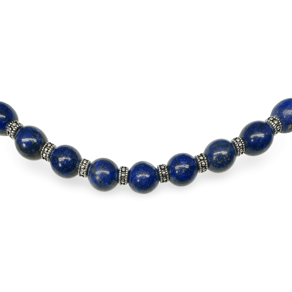 Kette aus Lapis Lazuli und Silberperlen - Atelier Tibet