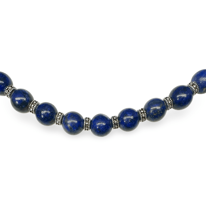 Kette aus Lapis Lazuli und Silberperlen - Atelier Tibet