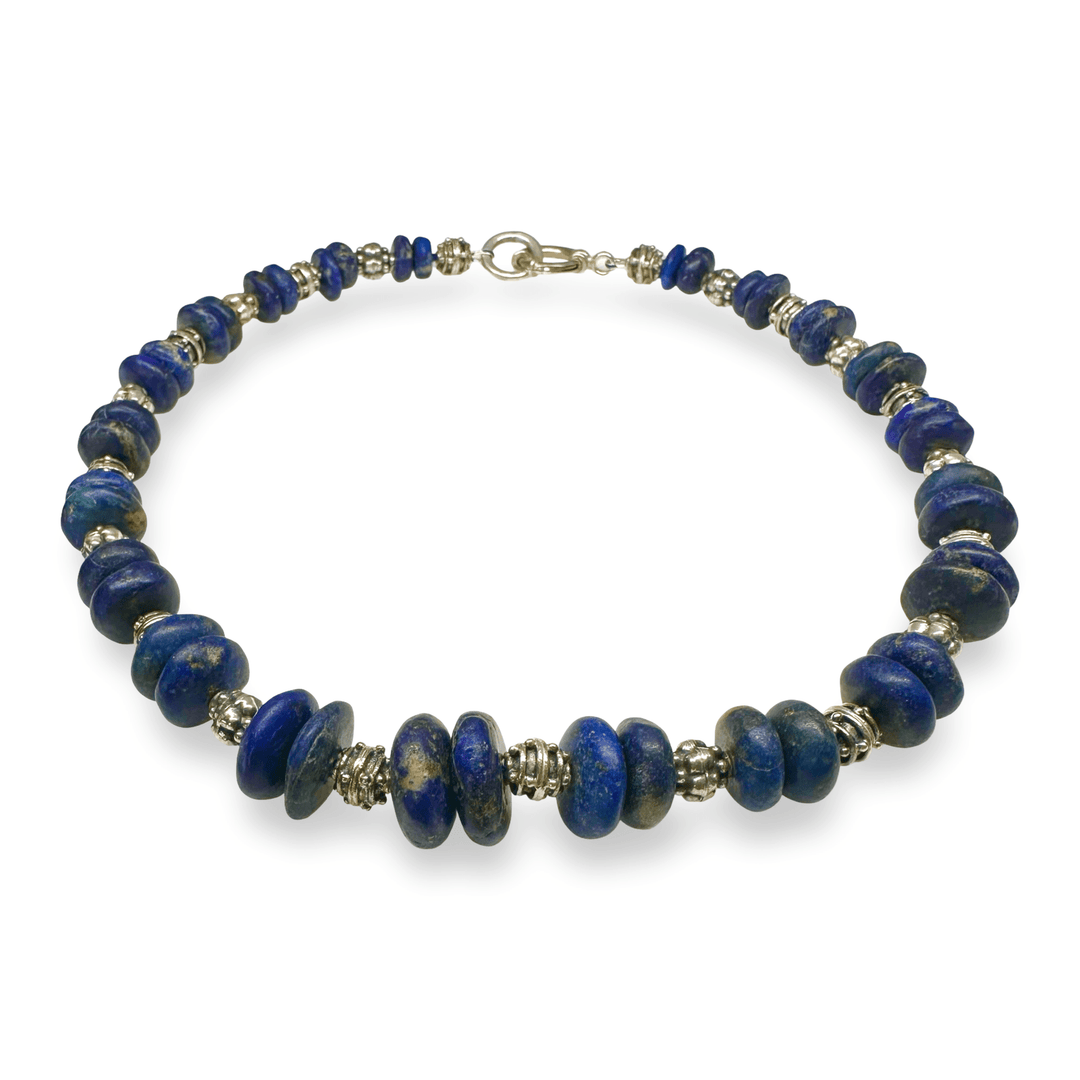 Kette aus Lapis Lazuli und Silberperlen - Atelier Tibet
