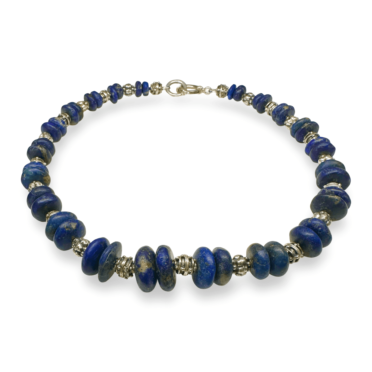 Kette aus Lapis Lazuli und Silberperlen - Atelier Tibet