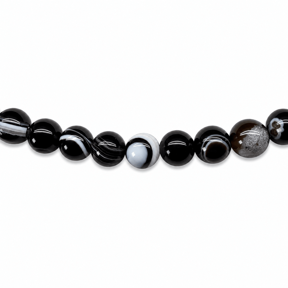 Kette aus schwarzem Bänderachat - Atelier Tibet