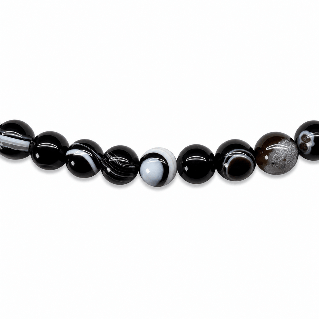 Kette aus schwarzem Bänderachat - Atelier Tibet