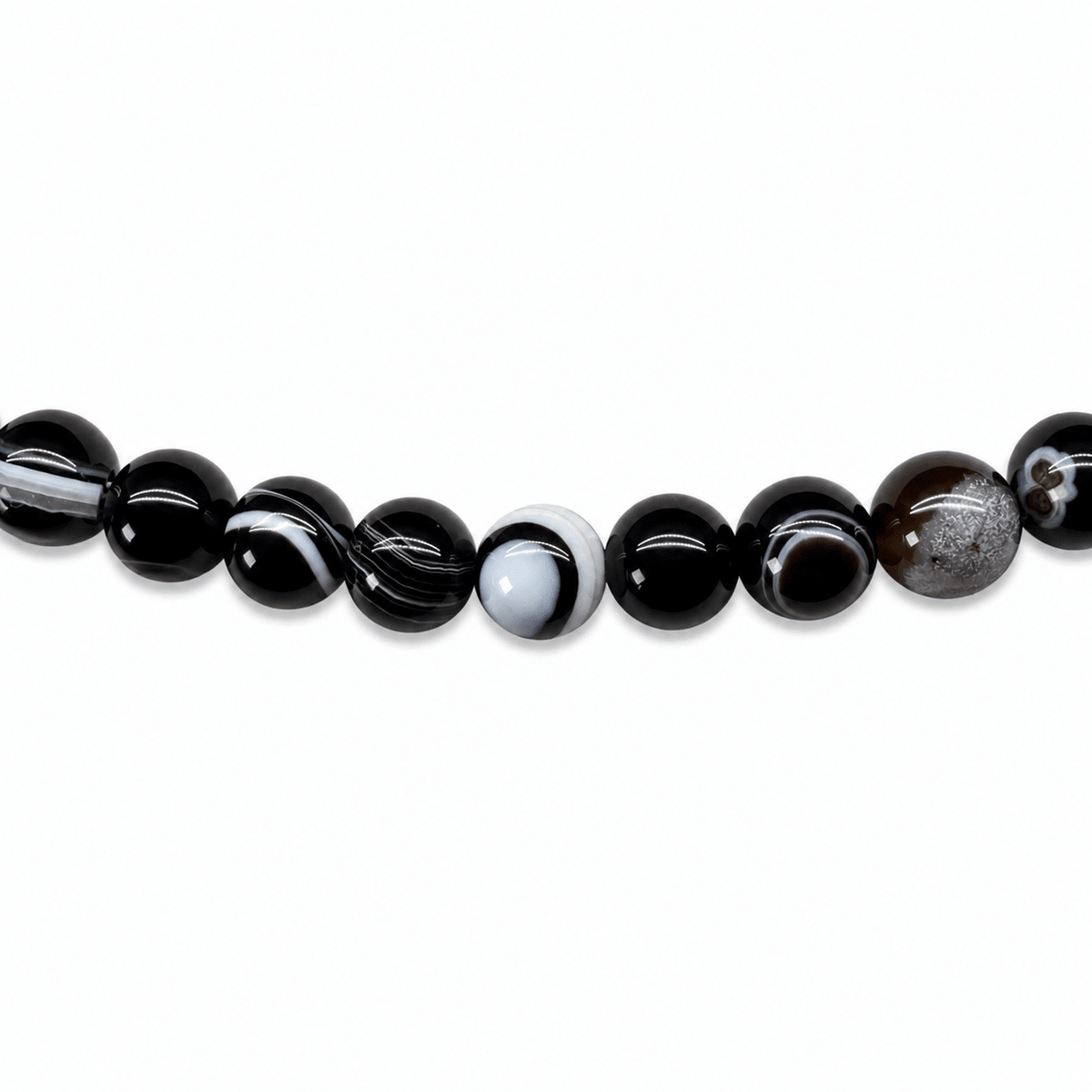 Kette aus schwarzem Bänderachat - Atelier Tibet