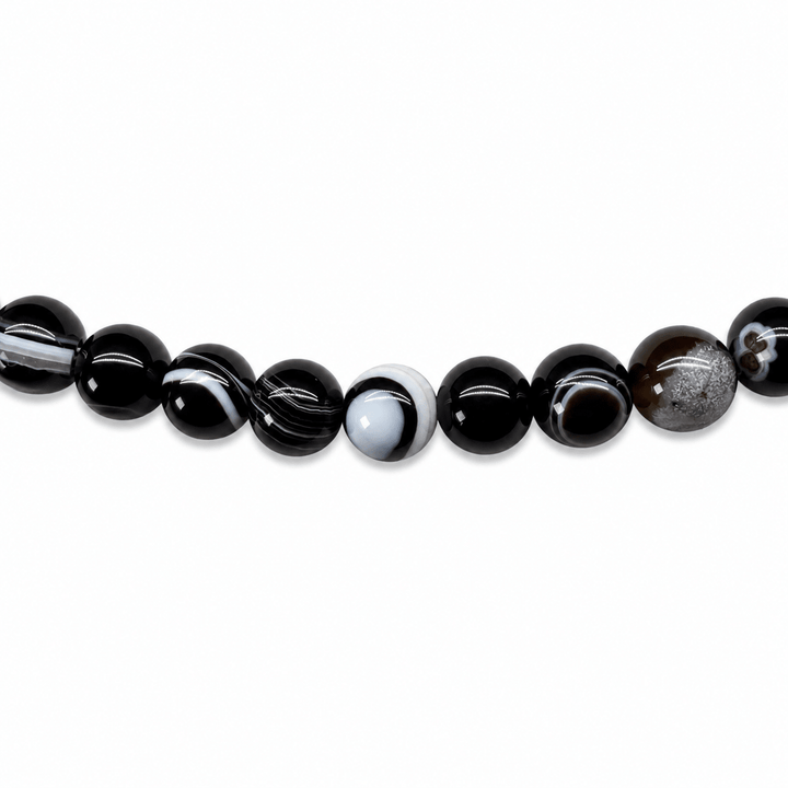 Kette aus schwarzem Bänderachat - Atelier Tibet