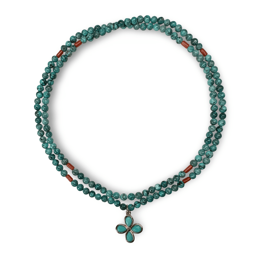 Kette aus Tibet - Türkis mit alten Korallen Perlen - Atelier Tibet