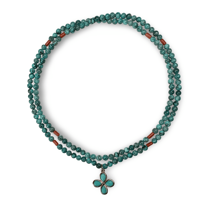 Kette aus Tibet - Türkis mit alten Korallen Perlen - Atelier Tibet