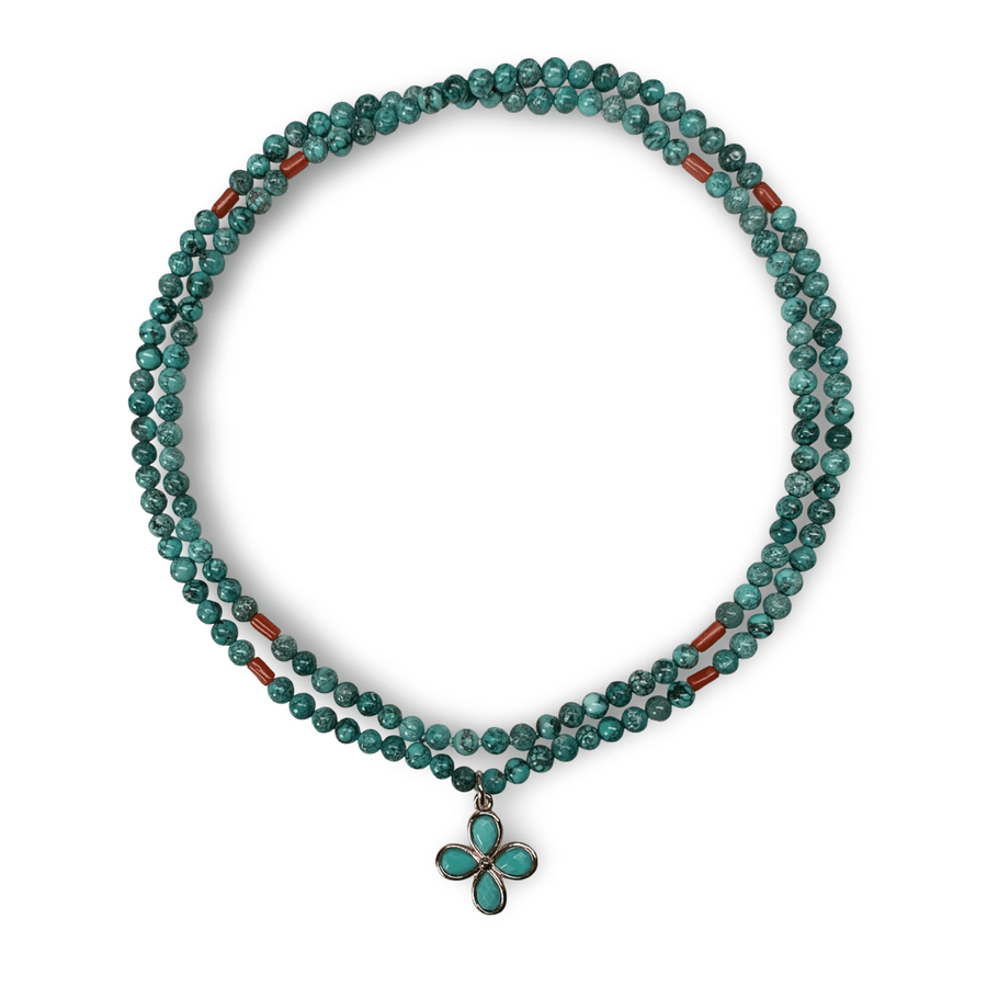 Kette aus Tibet - Türkis mit alten Korallen Perlen - Atelier Tibet