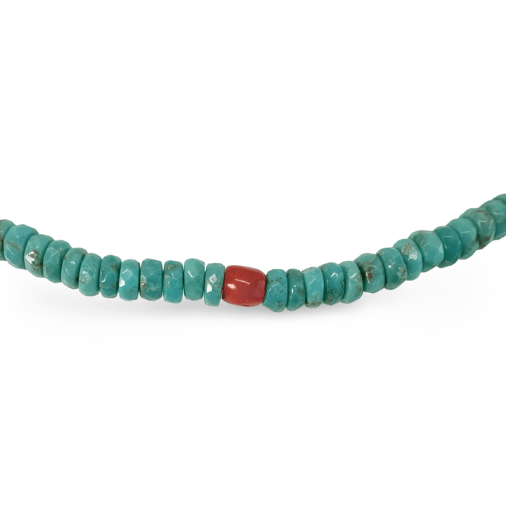 Kette aus Türkis mit alten Korallen - Perlen - Atelier Tibet