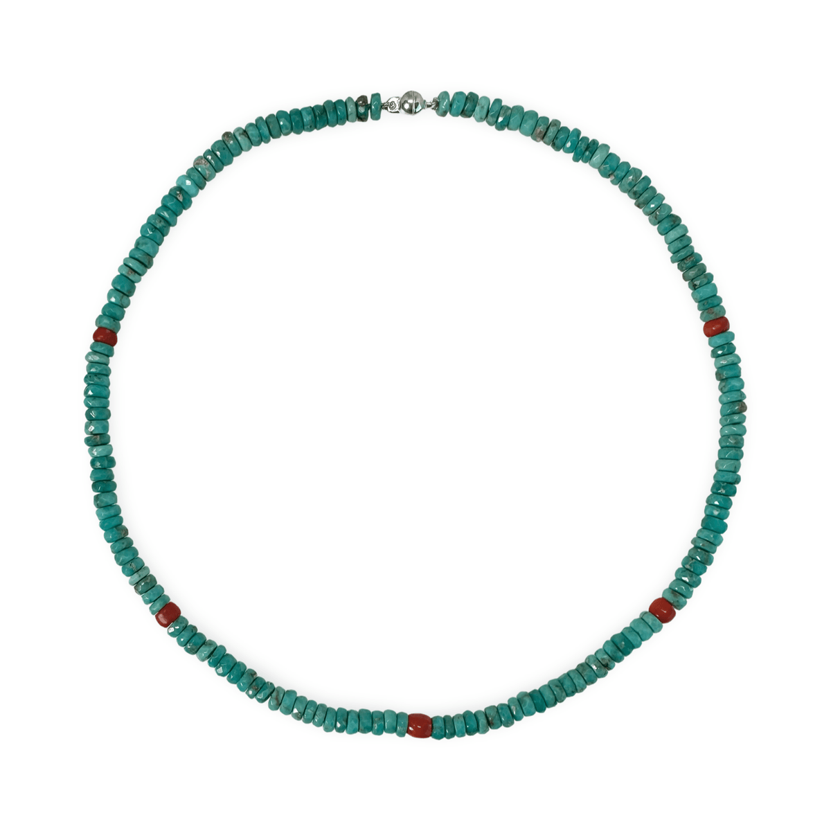 Kette aus Türkis mit alten Korallen - Perlen - Atelier Tibet