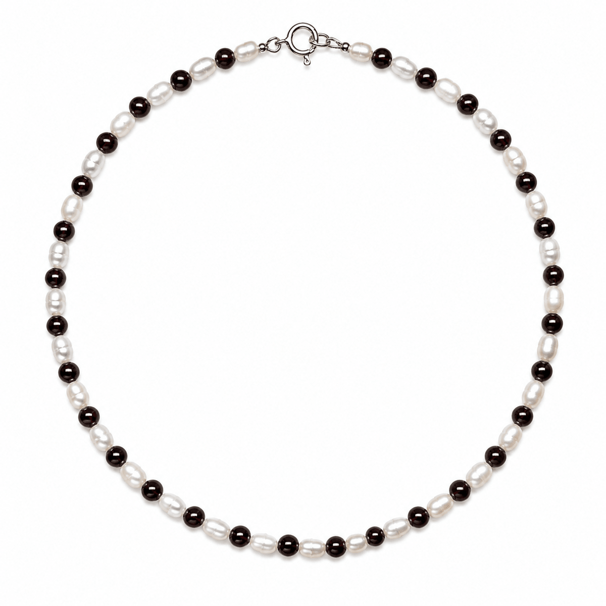 Kette mit Süsswasser- und Granatperlen - Atelier Tibet