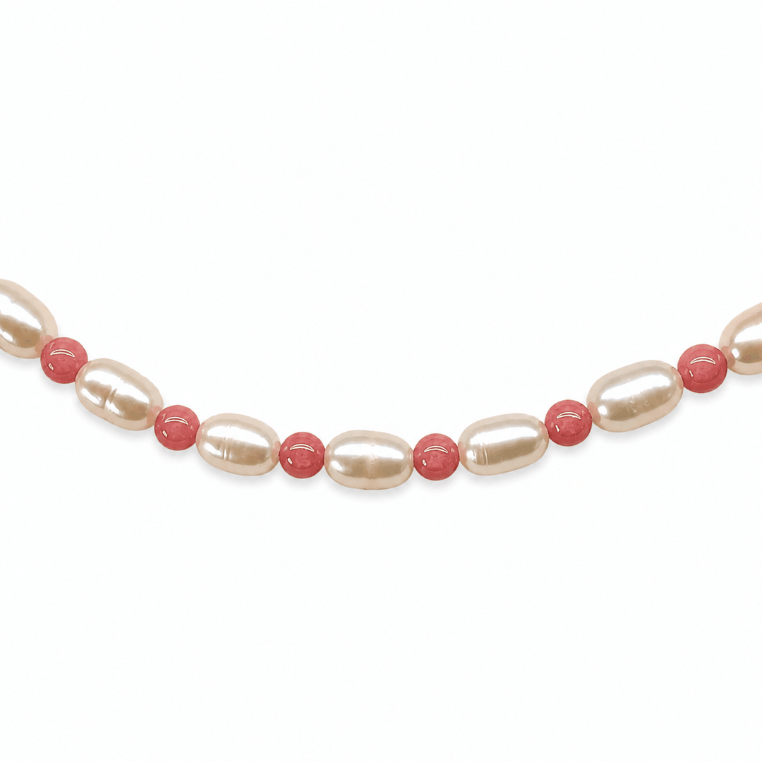 Kette mit Süsswasser- und rosa Opalperlen - Atelier Tibet