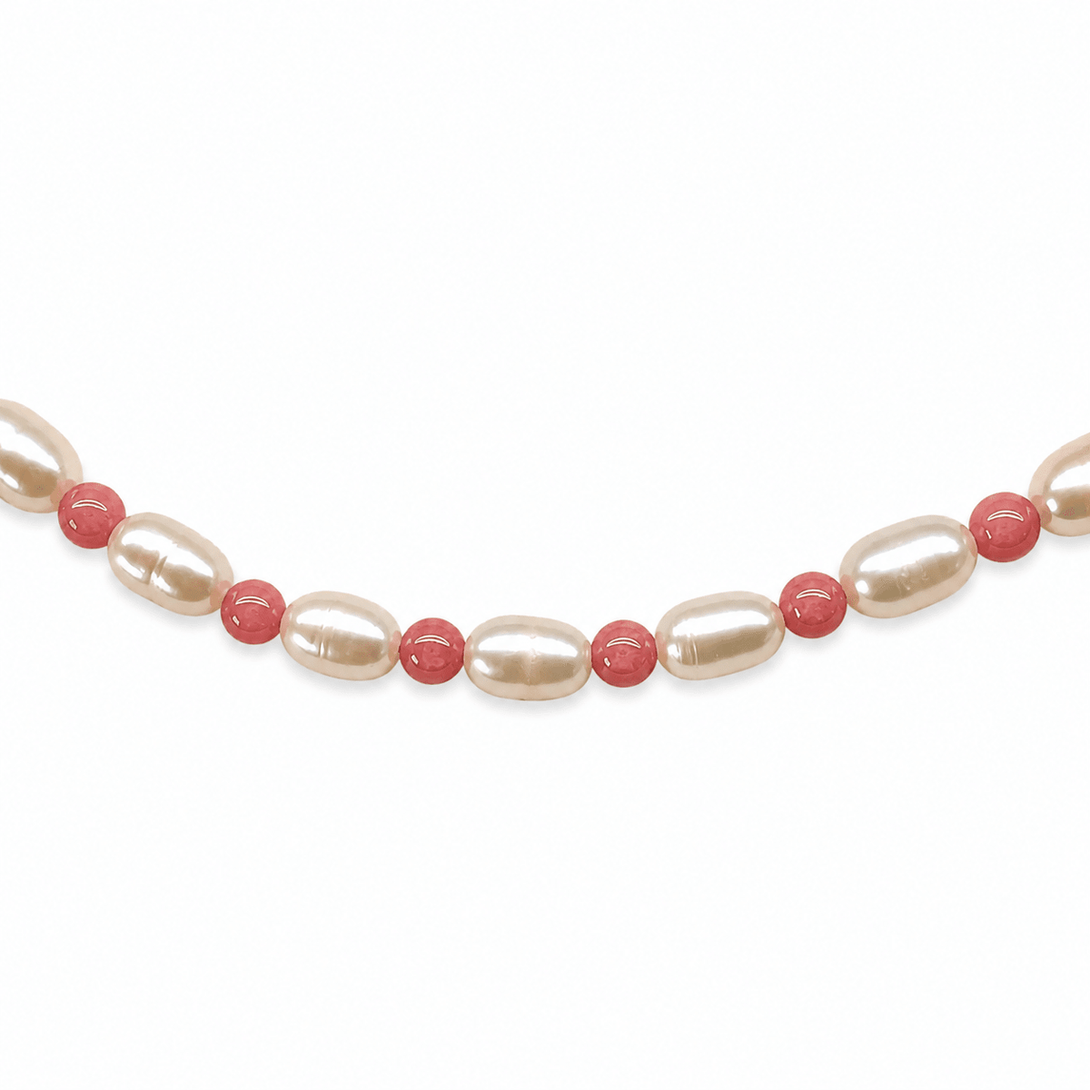 Kette mit Süsswasser- und rosa Opalperlen - Atelier Tibet