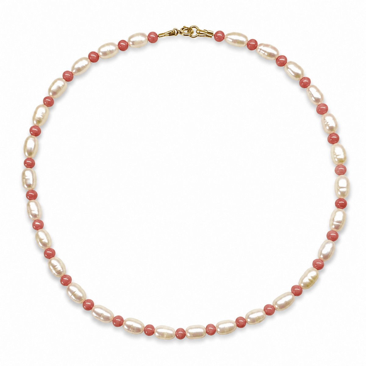 Kette mit Süsswasser- und rosa Opalperlen - Atelier Tibet
