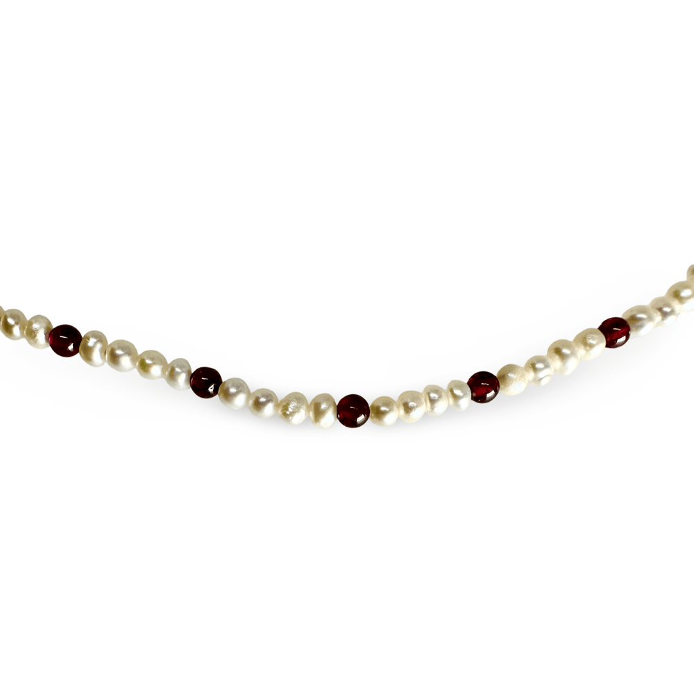 Kinder - Kette mit Süsswasser - und Granatperlen - Atelier Tibet