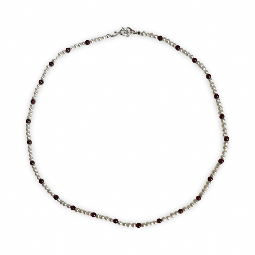 Kinder - Kette mit Süsswasser - und Granatperlen - Atelier Tibet