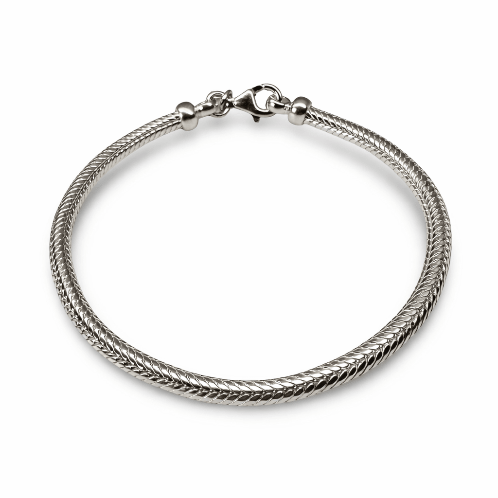 Klassisches Silber - Schlangenarmband mit Federverschluss - Atelier Tibet