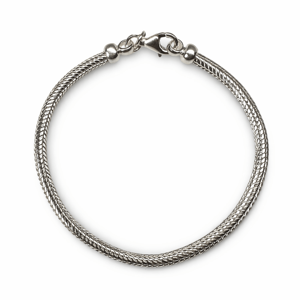 Klassisches Silber - Schlangenarmband mit Federverschluss - Atelier Tibet