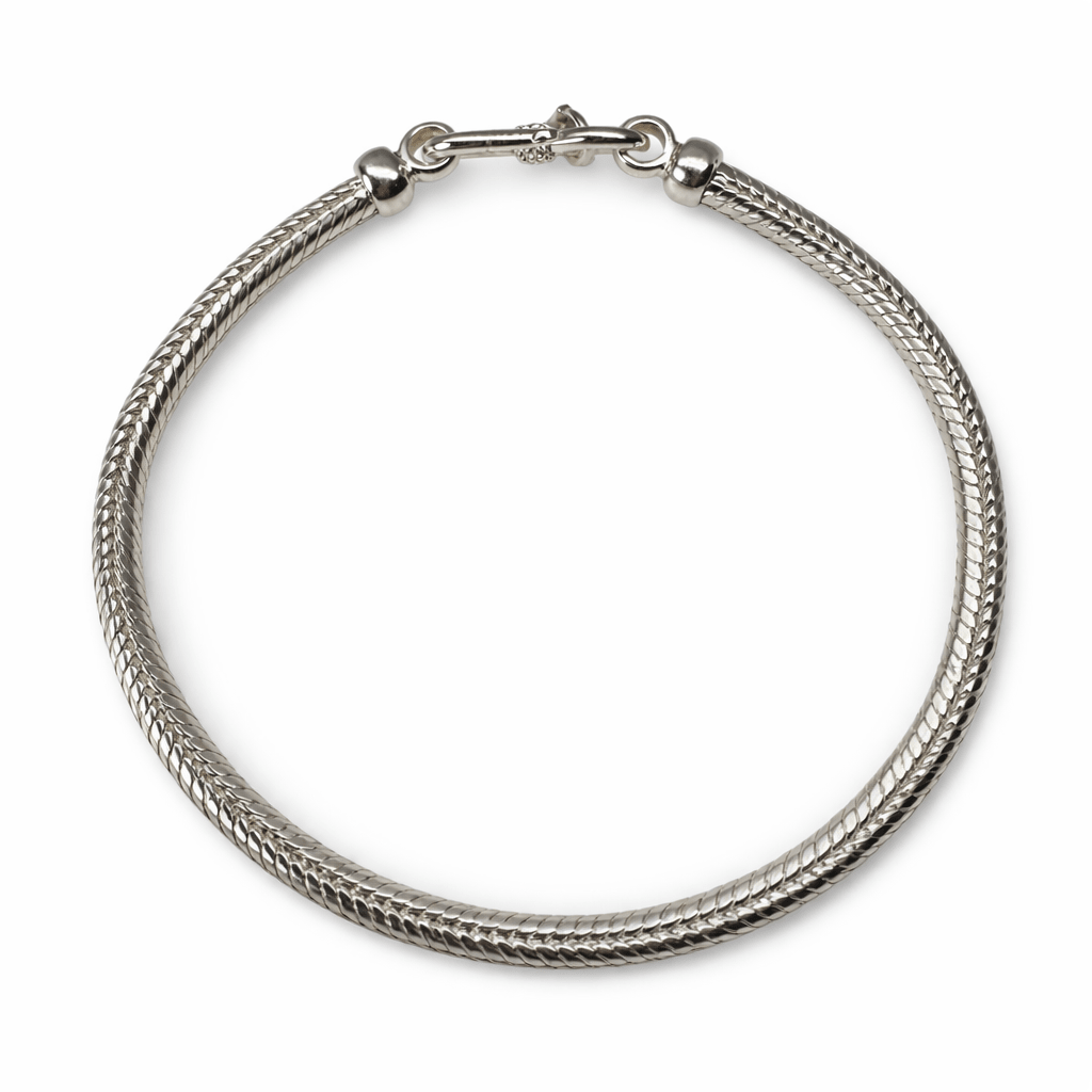 Klassisches Silber - Schlangenarmband mit Hakenverschluss - Atelier Tibet
