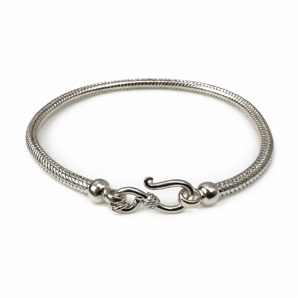 Klassisches Silber - Schlangenarmband mit Hakenverschluss - Atelier Tibet