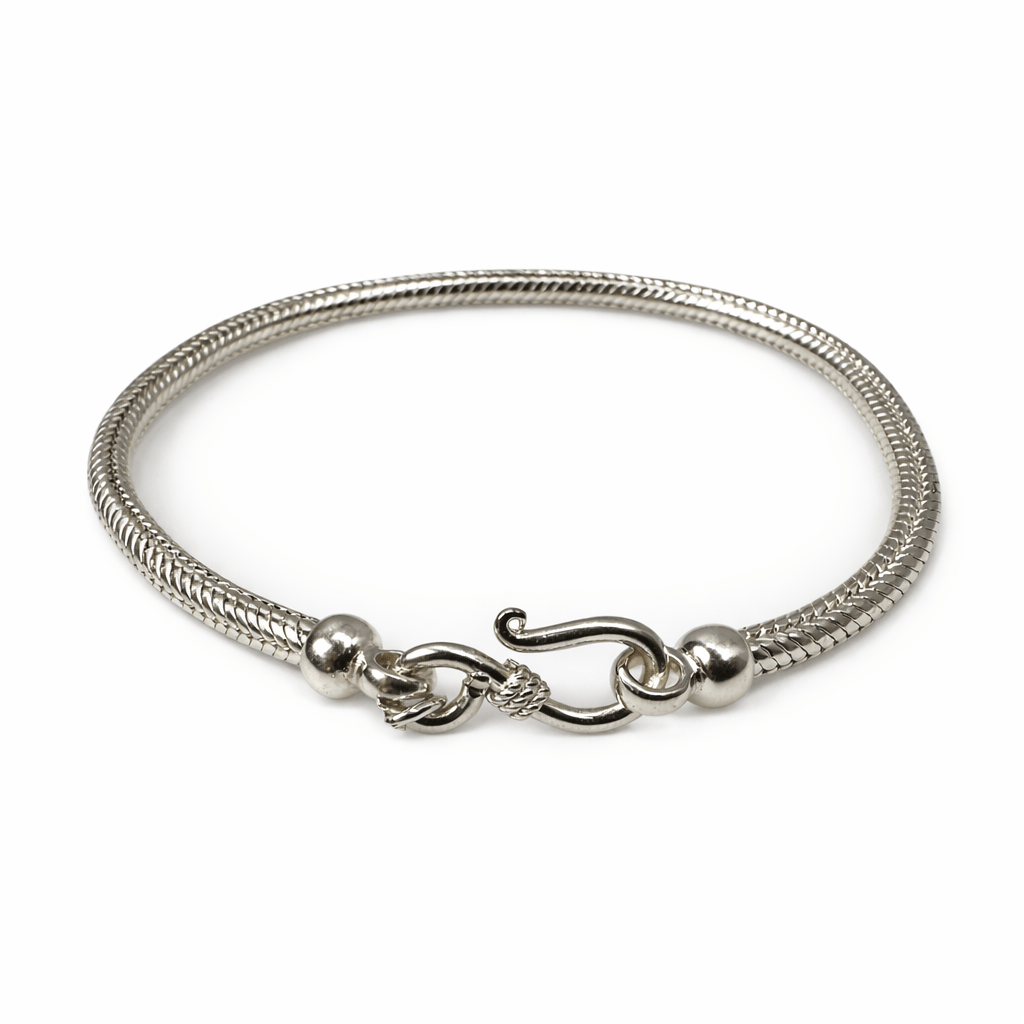 Klassisches Silber - Schlangenarmband mit Hakenverschluss - Atelier Tibet