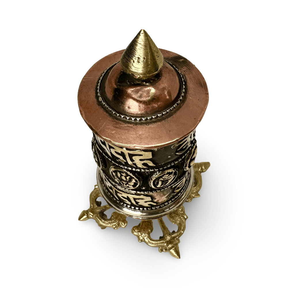 Kleine Tisch - Gebetsmühle aus Kupfer und Messing - Atelier Tibet