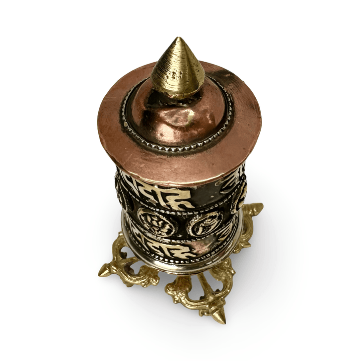 Kleine Tisch - Gebetsmühle aus Kupfer und Messing - Atelier Tibet