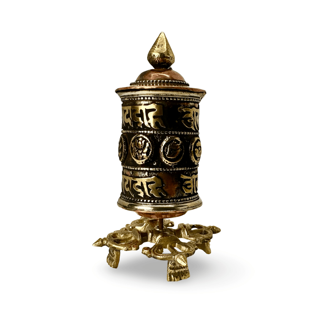 Kleine Tisch - Gebetsmühle aus Kupfer und Messing - Atelier Tibet