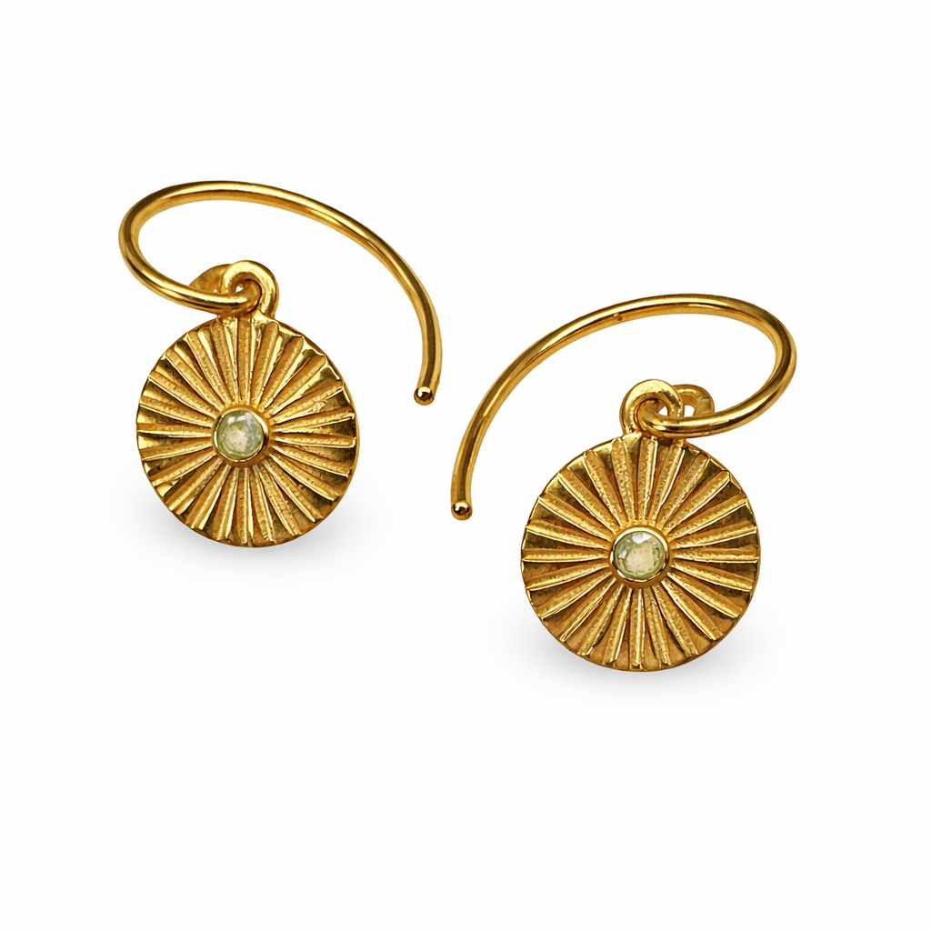 Kleine vergoldete Ohranhänger mit Rosa Chalcedon - Atelier Tibet