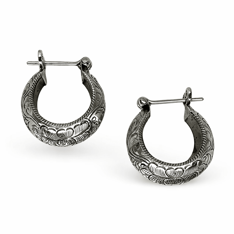 Kleine ziselierte Kreolen aus Silber - Atelier Tibet