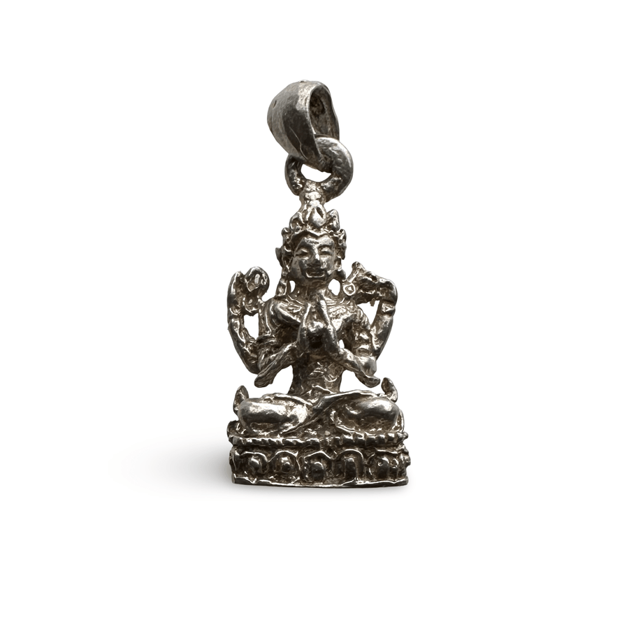 Kleiner Chenrezig - Avalokiteshvara Anhänger aus Silber - Atelier Tibet