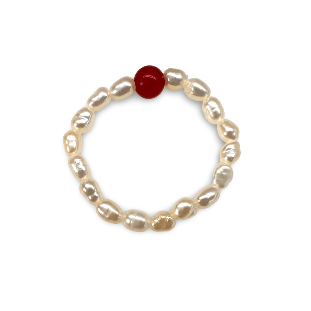 Koralle Süsswasserperlen Fingerring - Atelier Tibet