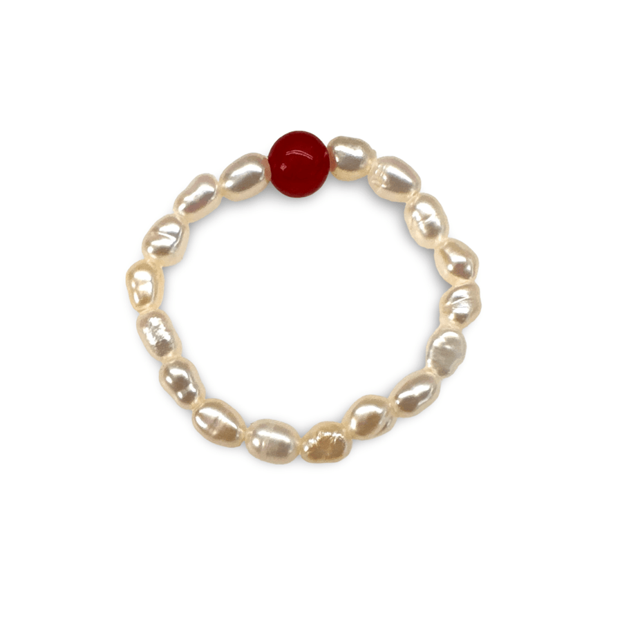 Koralle Süsswasserperlen Fingerring - Atelier Tibet