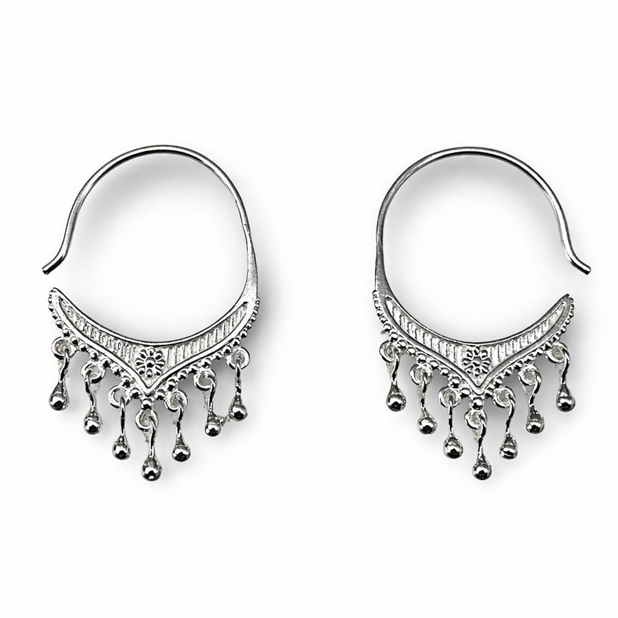 Kreolen mit Kugelverzierung aus Silber - Atelier Tibet