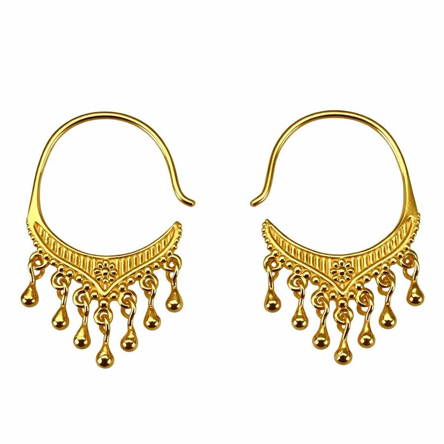 Kreolen mit Kugelverzierung aus vergoldetem Silber - Atelier Tibet