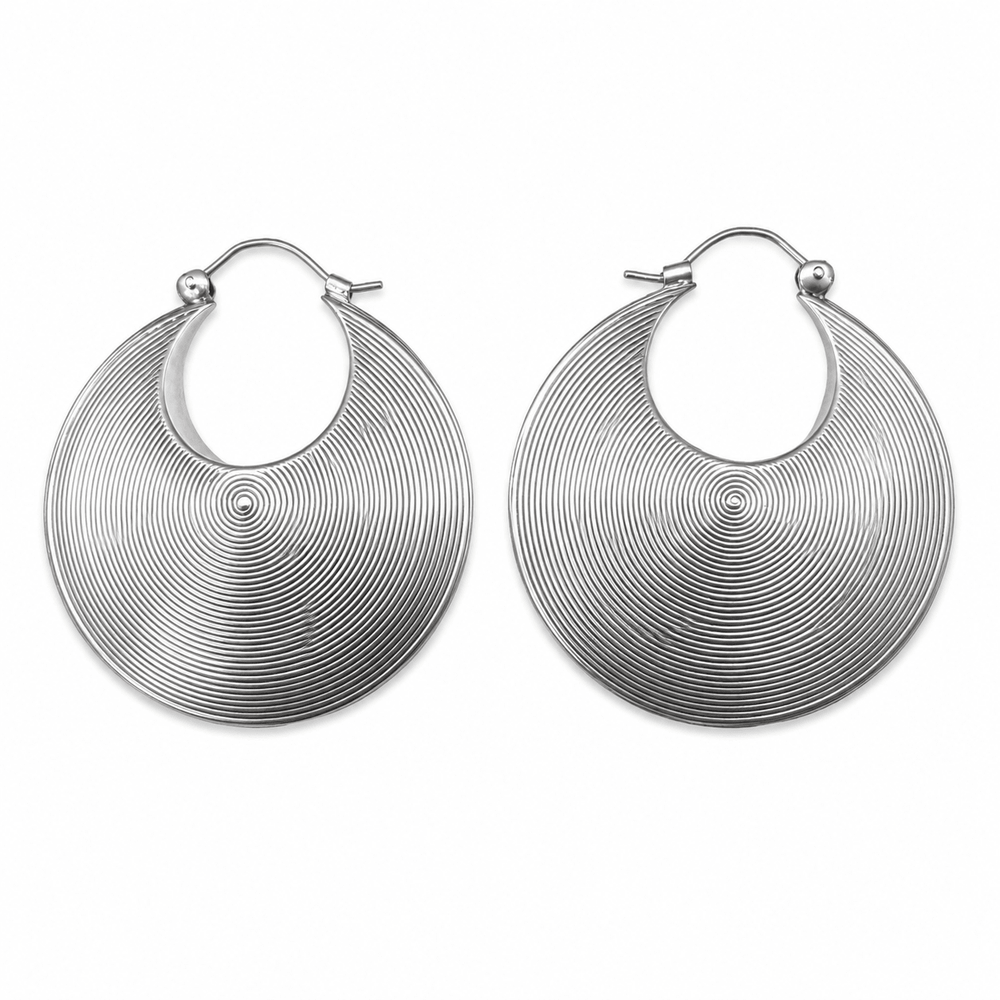 Kreolen mit Spiralmuster aus Silber - Atelier Tibet